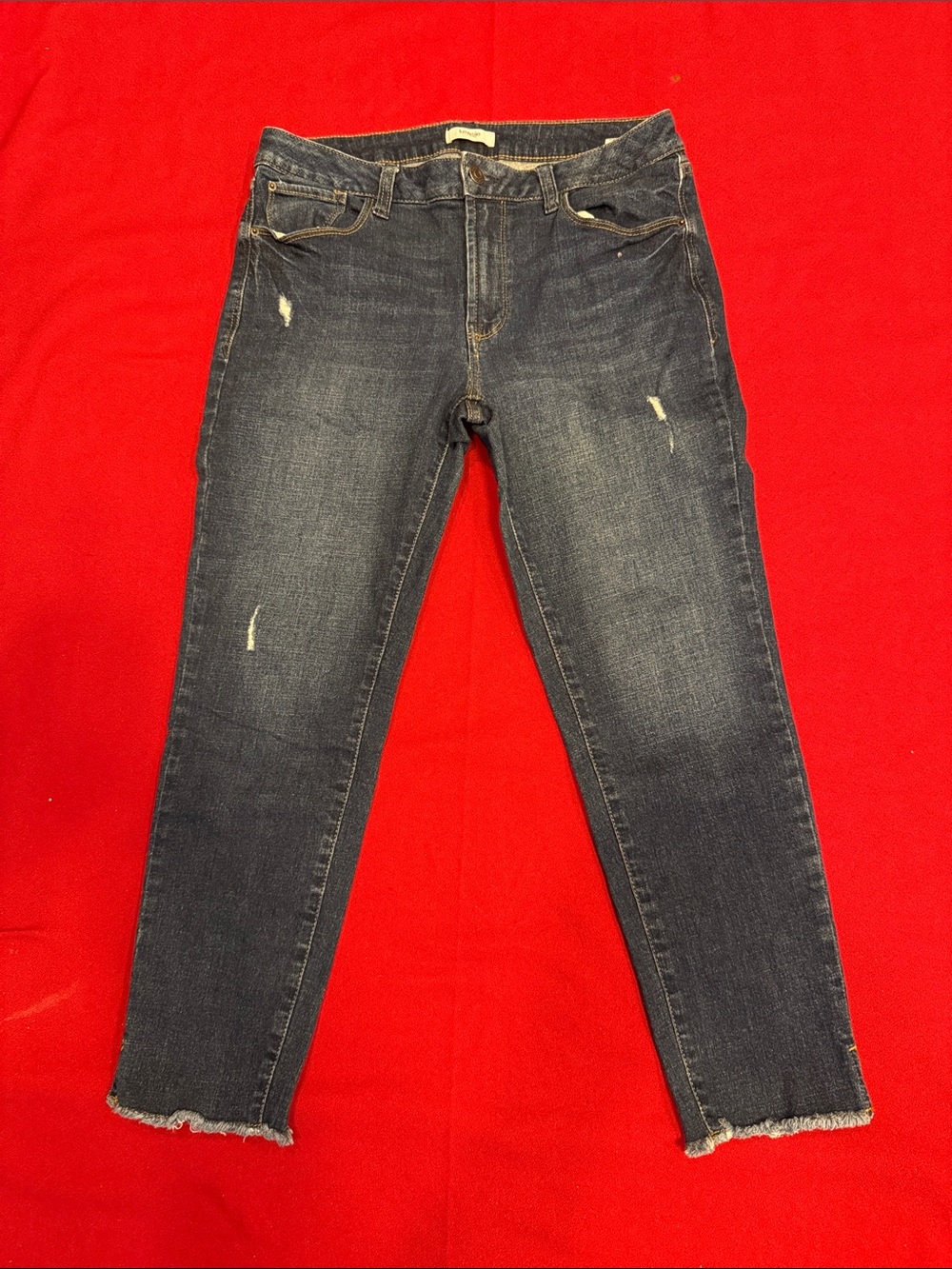 Kensie Indigo Skinny Jeans with Raw Hem